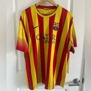 Mens FC Barcelona SOCCER FCB Jersey Qatar
Airways Red Yellow